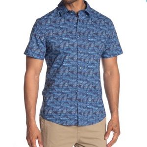 🍄 Slate & Stone Bates Blue Stripe Leaves Shirt